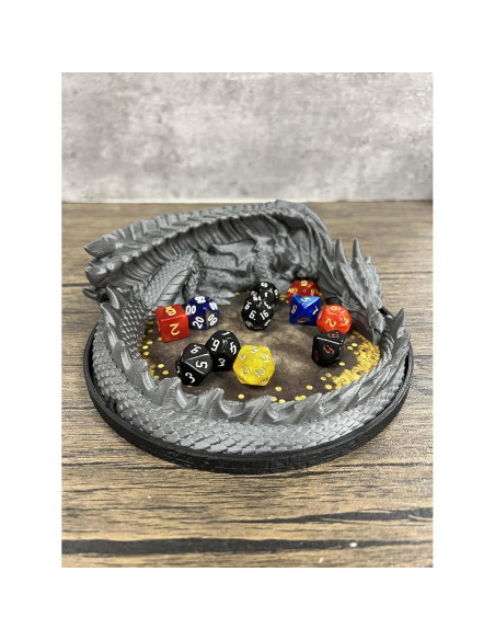 Bandeja de Dados MunnyGrubbers V2 Plata con 7 Dados D20