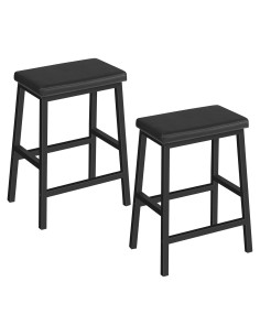 Set de 2 Taburetes de Bar HOOBRO 61 cm Cuero PU Negro