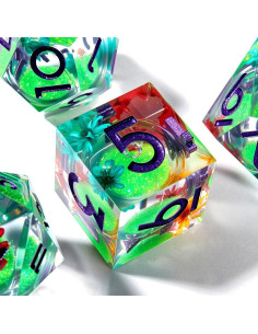 Juego de Dados Luminosa de Resina GuanShuo D&D 7 Piezas 2