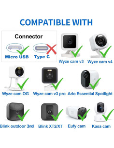 Cable de Extensión Plano DIANMU 10FT (3.05m) Micro USB para Cámaras 2