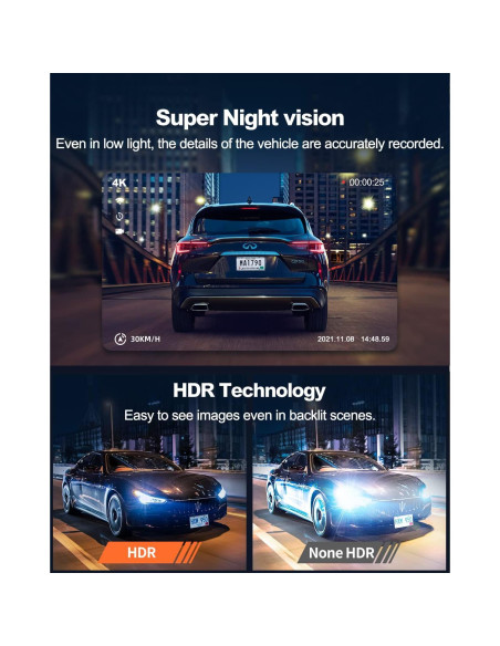 Cámara de Tablero Dual YEECORE D22 4K GPS WiFi 5G