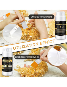 Ganbaro Adhesivo de Hoja de Oro 100ml + Barniz 100ml + 100 Piezas 2