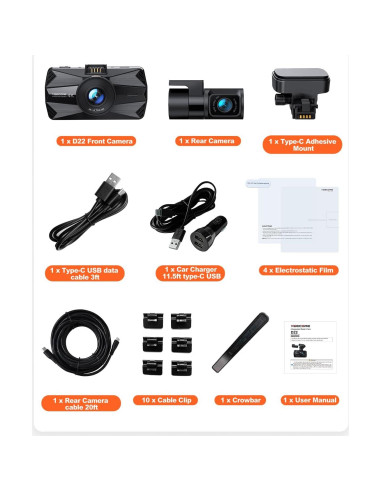 Cámara de Tablero Dual YEECORE D22 4K GPS WiFi 5G