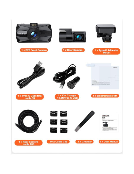 Cámara de Tablero Dual YEECORE D22 4K GPS WiFi 5G