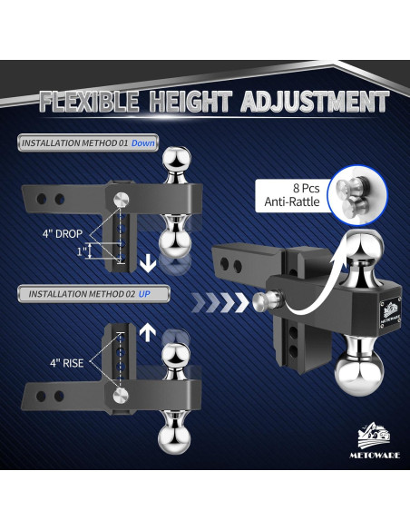 Enganche de Remolque Ajustable METOWARE Aluminio 5,670 kg