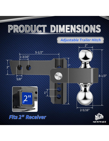 Enganche de Remolque Ajustable METOWARE Aluminio 5,670 kg