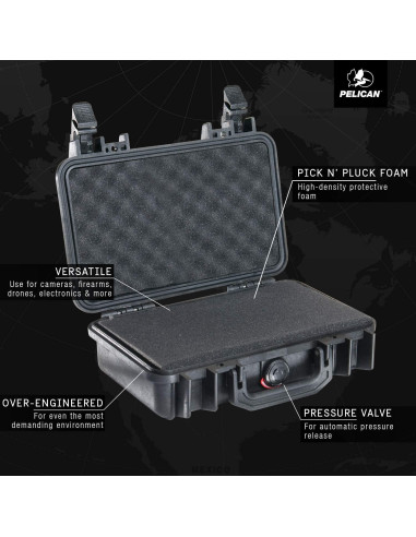 Estuche Protector Pelican 1170 Negro Impermeable IP67