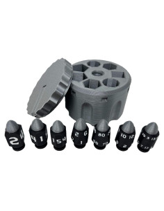 Juego de Dados D20 7 Piezas Munnygrubbers con Cilindro Giratorio