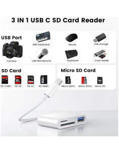 Adaptador de Cámara USB-C SUNTRSI con Lector SD y MicroSD 2