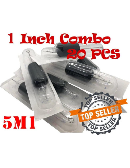 Tatmax 20PCS Agujas y Tubos de Tatuaje Desechables 25mm