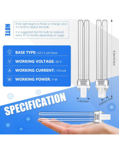 Bombillas UV-C 9W Kittmip G23 2 Piezas para Estanque 2
