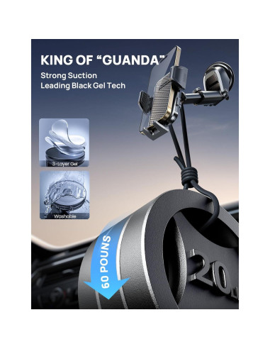 Soporte de Teléfono Ajustable GUANDA para Coche Negro