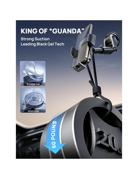 Soporte de Teléfono Ajustable GUANDA para Coche Negro