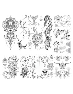 Tatuajes Temporales Glaryyears - 9 Diseños Realistas para Mujeres