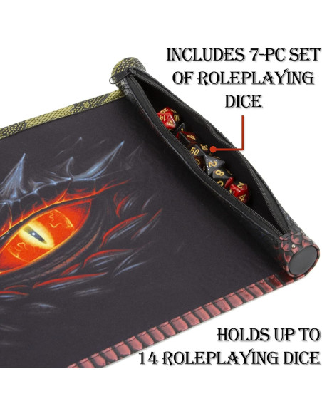 Bandeja para Lanzar Dados CASEMATIX con 7 Dados RPG Incluidos