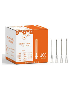 Aguja desechable Luer Lock 100Pack 16G 3.18cm Acero Inoxidable