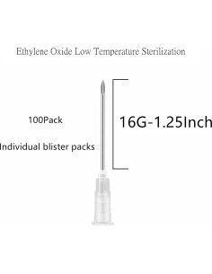 Aguja desechable Luer Lock 100Pack 16G 3.18cm Acero Inoxidable 2