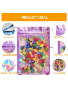 200 Bolsas Holográficas Reutilizables SixWeKit 6.1x10.2cm 2