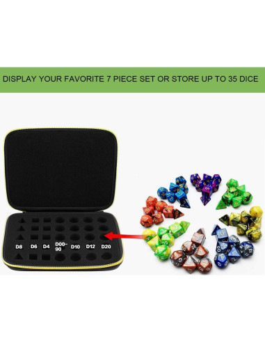 Caja de Almacenamiento para Dados D&D ALKOO - 7 Dados Poliedricos