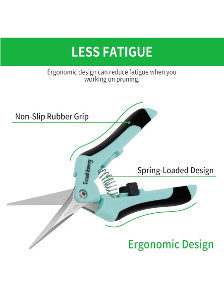 3 Tijeras de Podar TOOLTENG Azul, Cuchilla Recta, Ergonomía