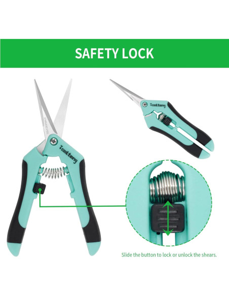 3 Tijeras de Podar TOOLTENG Azul, Cuchilla Recta, Ergonomía