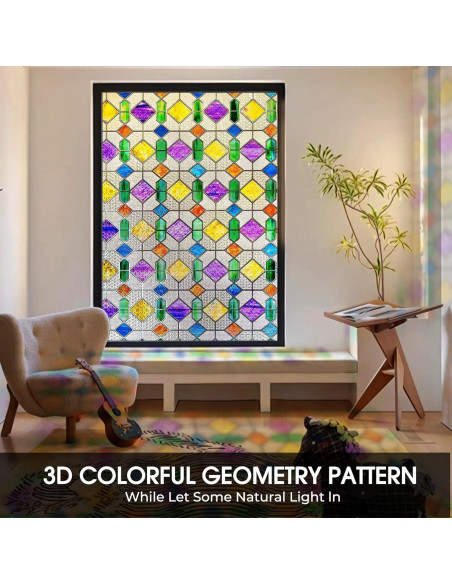 Película de Ventana Windimiley 3D Colorida 42.9x100.6cm Película de Ventana Windimiley 3D Colorida 42.9x100.6cm