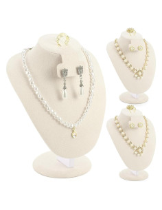 Soporte de Exhibición de Collar Youyole 3 Pcs Terciopelo Beige