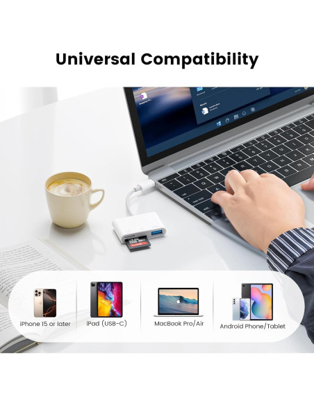 Adaptador de Cámara USB-C SUNTRSI con Lector SD y MicroSD