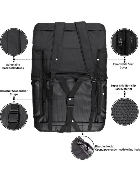 Asiento de Estadio Seamander 2-Pack Negro Acolchado Plegable