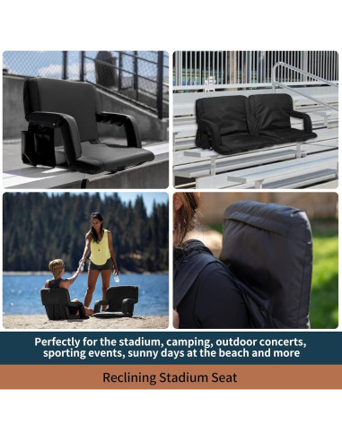 Asiento de Estadio Seamander 2-Pack Negro Acolchado Plegable