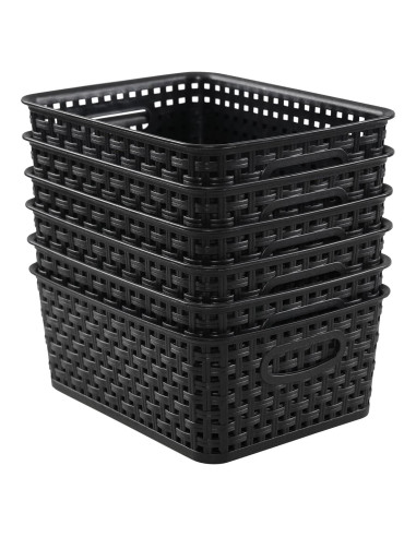 Cestas de Almacenamiento de Plástico Negro Sandmovie - 6 Piezas