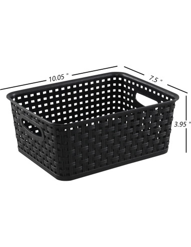 Cestas de Almacenamiento de Plástico Negro Sandmovie - 6 Piezas