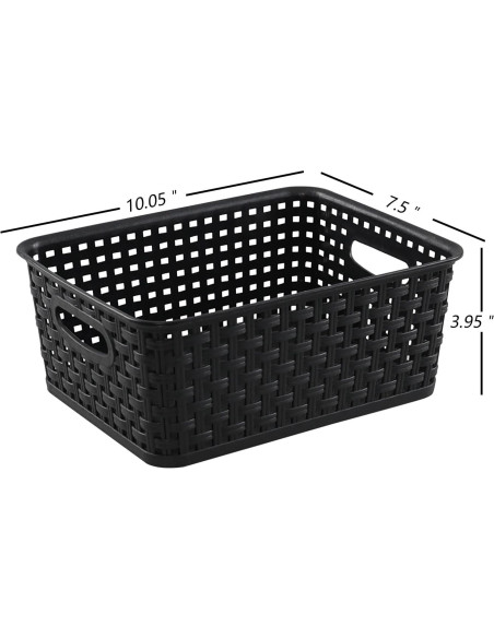 Cestas de Almacenamiento de Plástico Negro Sandmovie - 6 Piezas