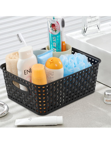 Cestas de Almacenamiento de Plástico Negro Sandmovie - 6 Piezas