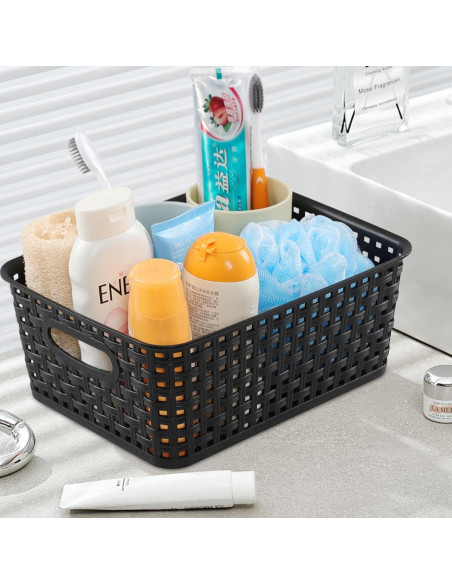 Cestas de Almacenamiento de Plástico Negro Sandmovie - 6 Piezas