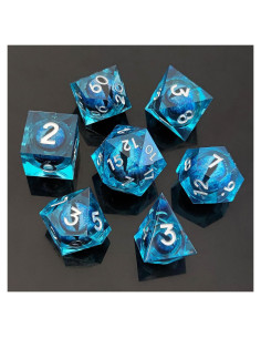 Dados Poliedricos WIPI Ojo de Dragón 7 Piezas Resina Azul