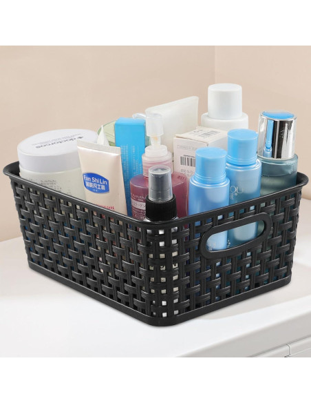 Cestas de Almacenamiento de Plástico Negro Sandmovie - 6 Piezas