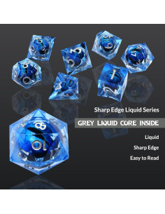 Dados Poliedricos WIPI Ojo de Dragón 7 Piezas Resina Azul 2