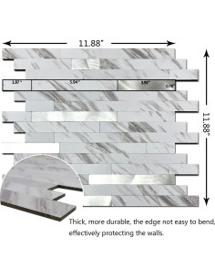 Azulejos Autoadhesivos Weimeisc 10 Hojas Mármol Blanco 28.58x32.26cm 2