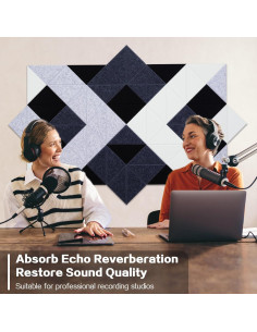 Paquete de 64 Paneles Acústicos Triangulares Autoadhesivos 160x80 cm 2