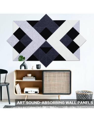 Paquete de 64 Paneles Acústicos Triangulares Autoadhesivos 160x80 cm