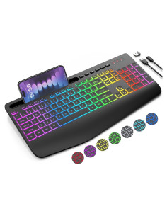 Teclado Inalámbrico Ergonomico SABLUTE KN213 PRO RGB 8 Colores