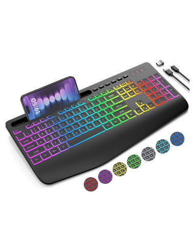 Teclado Inalámbrico Ergonomico SABLUTE KN213 PRO RGB 8 Colores