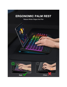 Teclado Inalámbrico Ergonomico SABLUTE KN213 PRO RGB 8 Colores 2