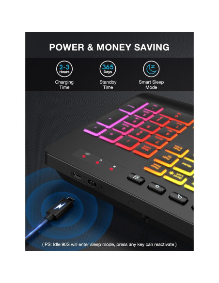 Teclado Inalámbrico Ergonomico SABLUTE KN213 PRO RGB 8 Colores Teclado Inalámbrico Ergonomico SABLUTE KN213 PRO RGB 8 Colores