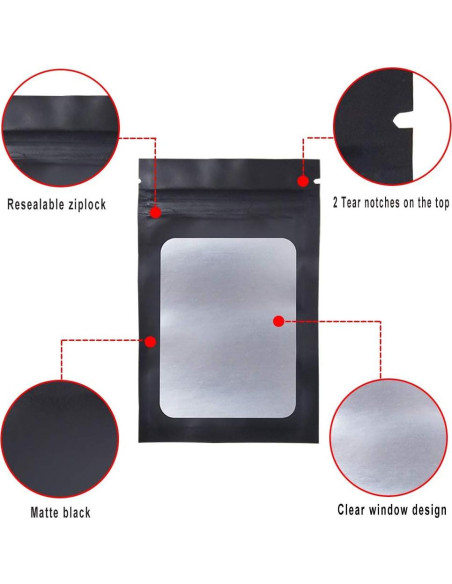 Bolsas Mylar Reutilizables STUs 100 Piezas 7.5x12 cm A Prueba de Olores