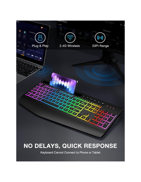 Teclado Inalámbrico Ergonomico SABLUTE KN213 PRO RGB 8 Colores Teclado Inalámbrico Ergonomico SABLUTE KN213 PRO RGB 8 Colores