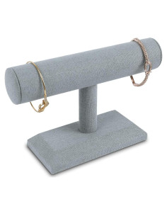 Exhibidor de Joyería MOOCA T-Bar Madera Lino Gris 19.7x7.3x12.4 cm