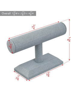 Exhibidor de Joyería MOOCA T-Bar Madera Lino Gris 19.7x7.3x12.4 cm 2