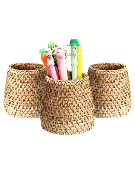Organizador de Escritorio BTSKY 3 Pack Ratan Hecho a Mano